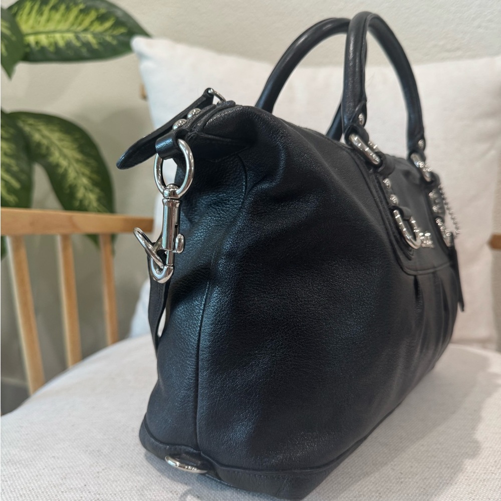 Coach Ashley Large Black Leather Two Way Satchel Shoulder Crossbody Bag #F15447 - Picture 10 of 17